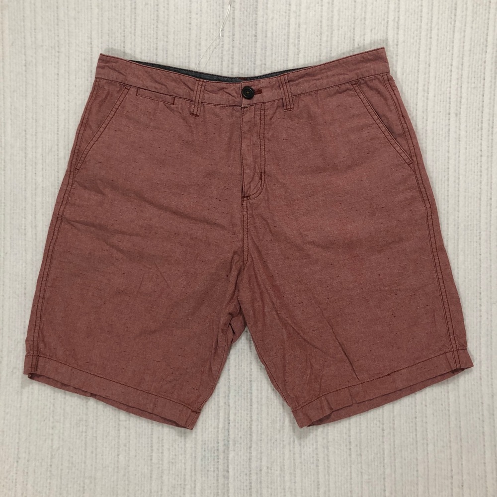 Quiksilver Mens Flat Front Walk Shorts Maroon Burgundy Size 34 Surf Casual